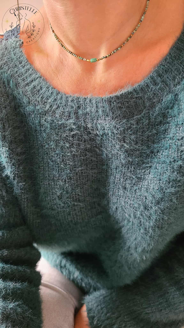 Collier Talisman Turquoise africaine, Pyrite & Cristal – Énergie et Vitalité