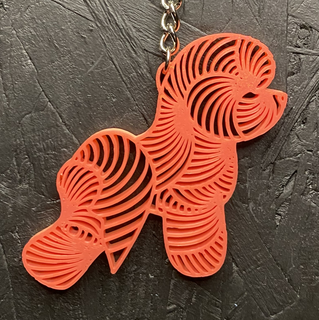 3D - Keychain Bichon Salmon Pink