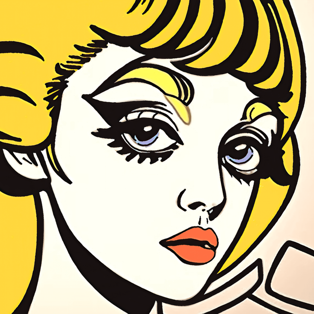 Comic Girl, Roy Liechtenstein inspired, Float Framed, Canvas Wall Art, Square Wall Decor, Commercial Spaces Art.