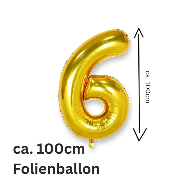 Folienballon GOLD, 100cm Zahl 6