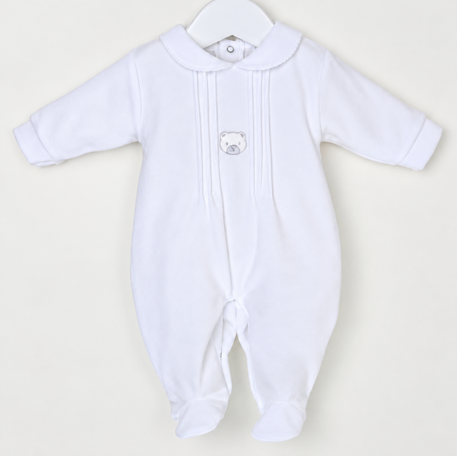 Single bear velour sleepsuit 