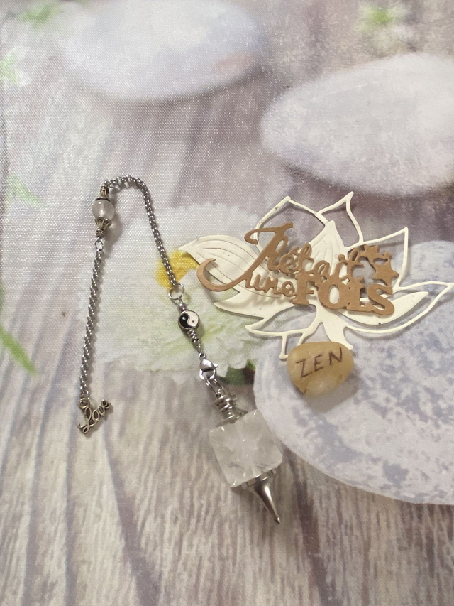 Pendule Merkaba "Yin/Yang" en Cristal de roche