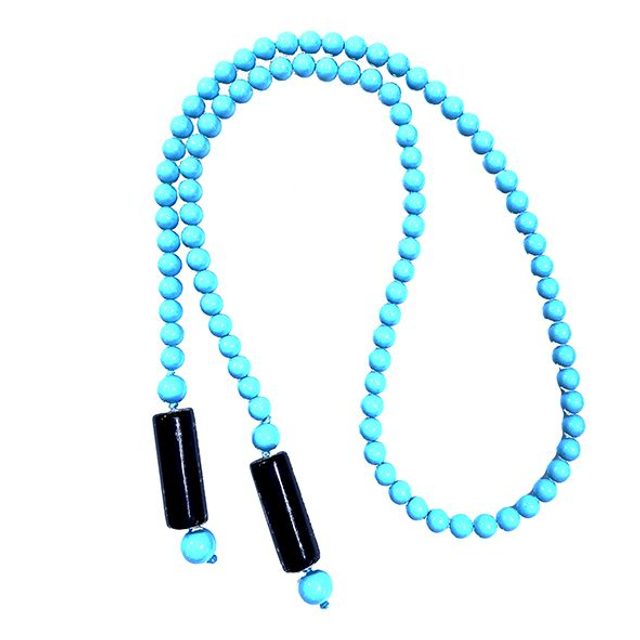 Collana a sciarpetta in pasta di turchese 4 fiori e onice modello 0952