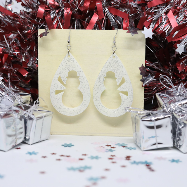 Boucles d&#039;oreilles goutte Snowman