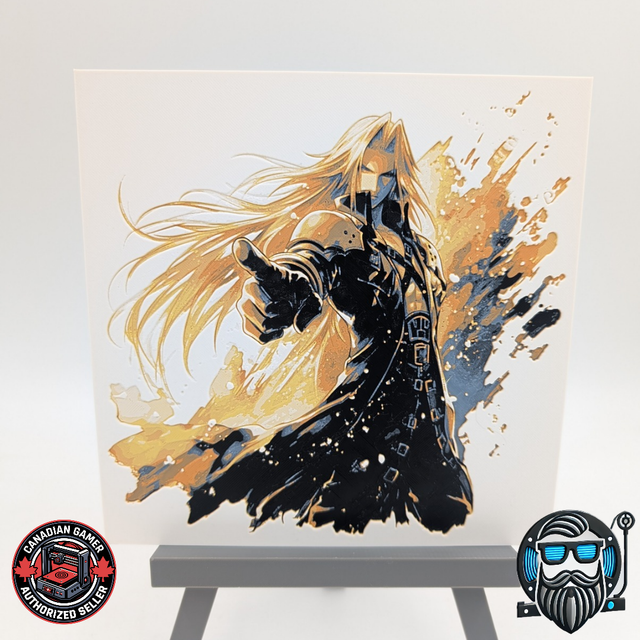 Tableau décoratif 3D Hueforge – Guerrier Fantasy Noir & Or – Impression 3D PLA 200 x 200 mm