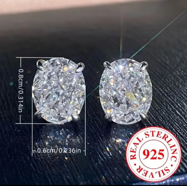 Boucles d'Oreilles Ovales Scintillantes en Argent Sterling 925