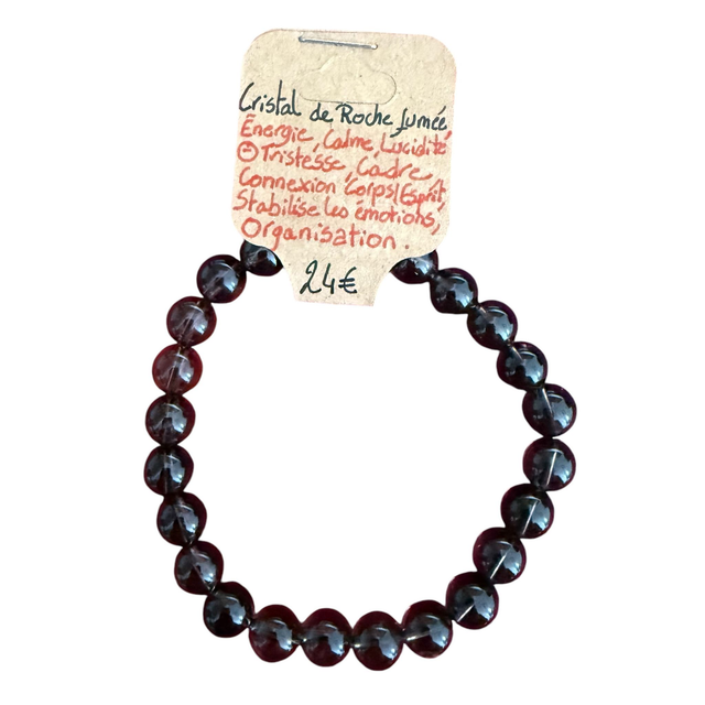 Bracelet Cristal de Roche Fumée ~ 8 mm 