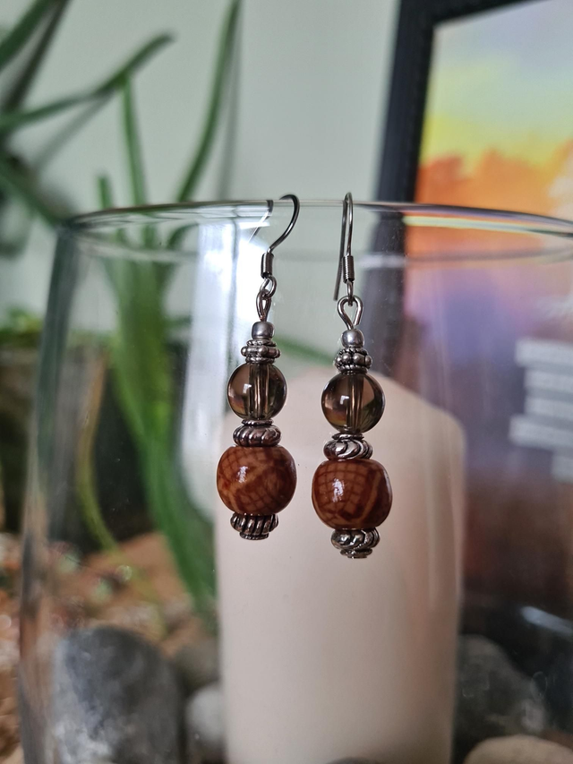 Boucles D'oreilles Quartz Fumé 