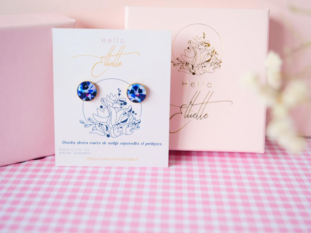 Boucles d'oreille puces aquarelle