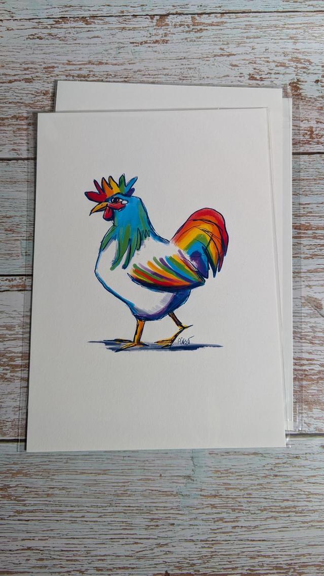 Kunstdruck "Rainbow rooster"