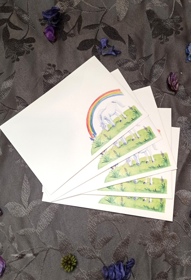 Papier à lettres et enveloppes Licorne Arc-en-Ciel