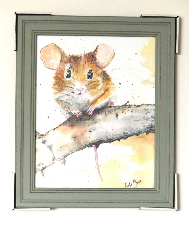 Fieldmouse - Original Watercolour Print Framed 10" x 8"