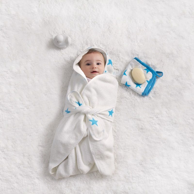 aden + anais Fluro Blue baby bath wrap