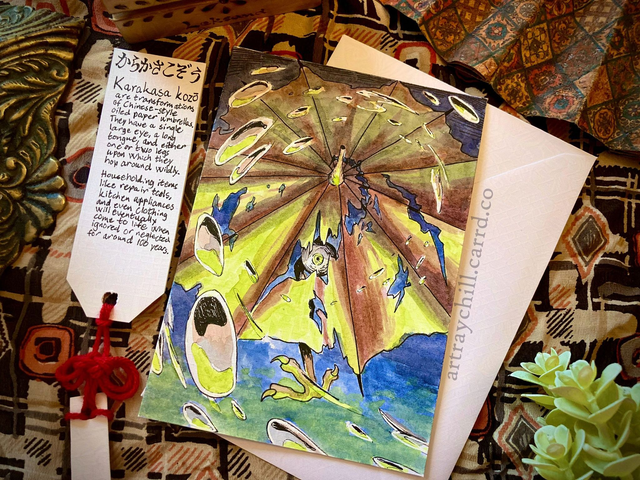 Yokai Karakasa kozo original postcard 