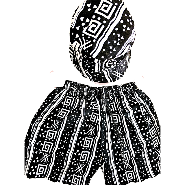 Shorts &amp; Bucket Hat Set - African Ankara Shorts &amp; Hat Set Unisex Medium