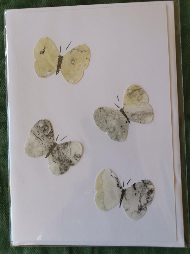 Black, grey, cream butterfly card