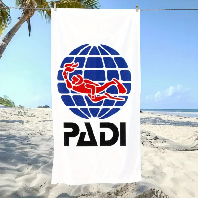 drap de bain blanche logo padi 90x180