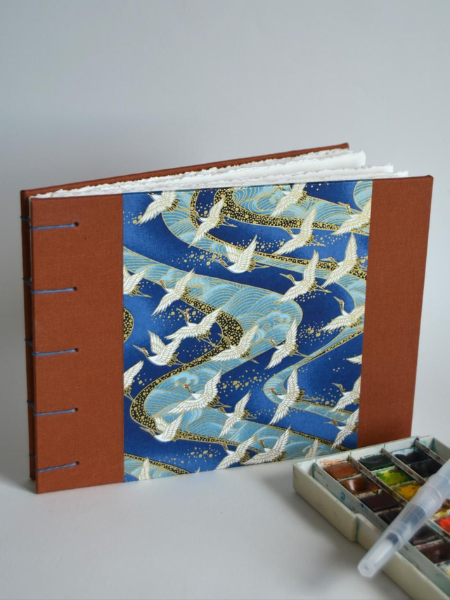 Carnet aquarelle ocre et papier japonais