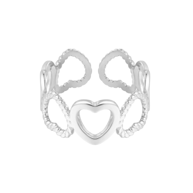 Ring different hearts zilver