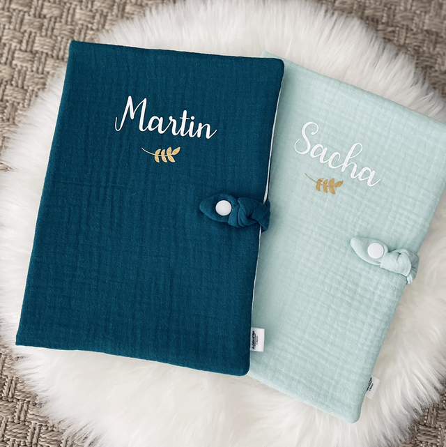 Protège carnet de santé noeud prénom + motif 