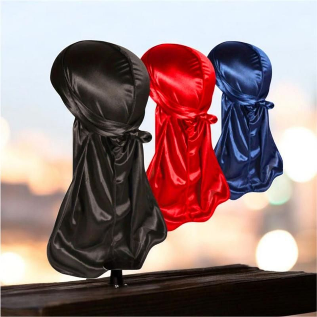 Satin Durag Set – Black, Red &amp; Blue | Hair Accessories 