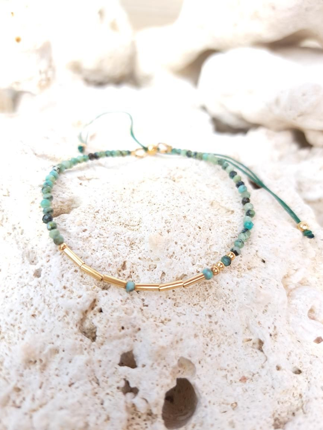 MOT SECRET turquoise africaine- gold-filled - bracelet