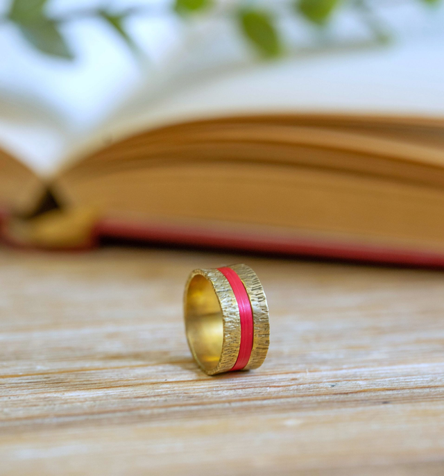 Bague Telluris - Doré, rouge