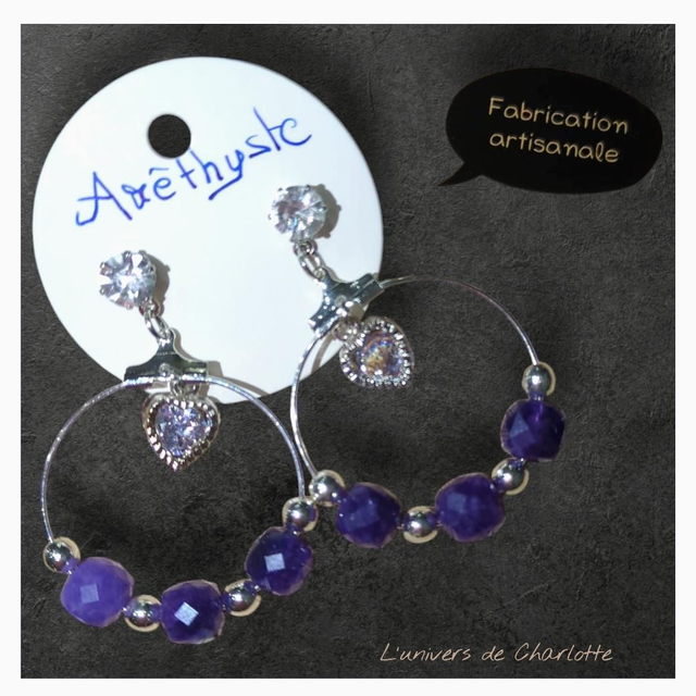 Boucles d'oreilles "Améthyste" argenté BO-176