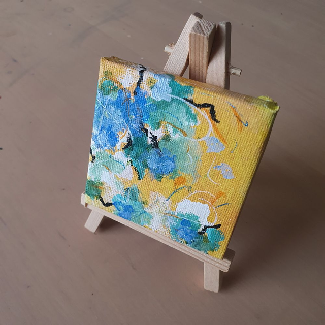 Mini-schilderij op ezeltje 005