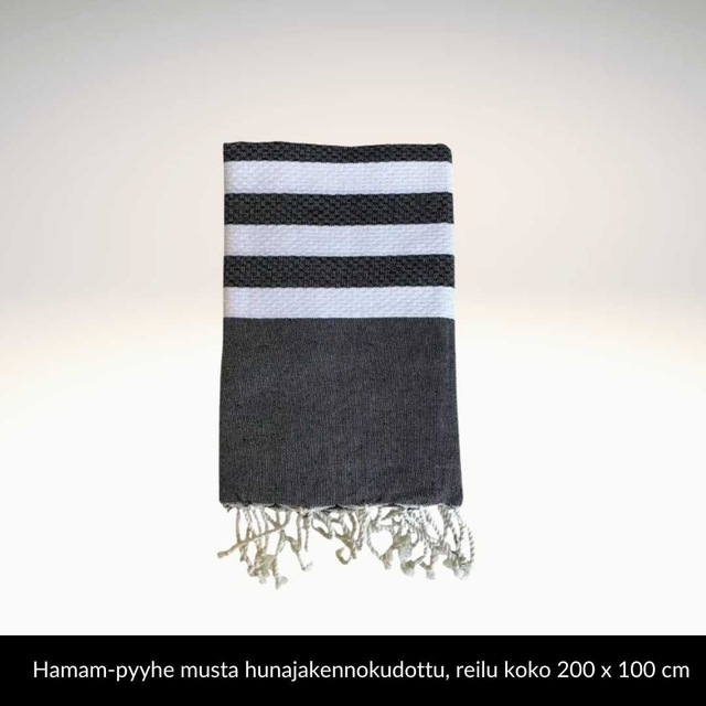 Hunajakennokudottu Hamam-pyyhe – mustavalkoinen 200 x 100 cm