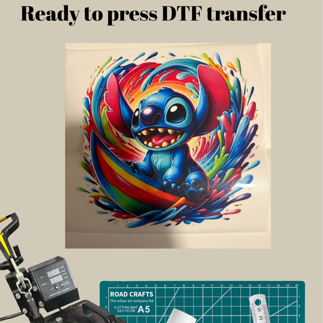 Colourful stitch DTF print 
