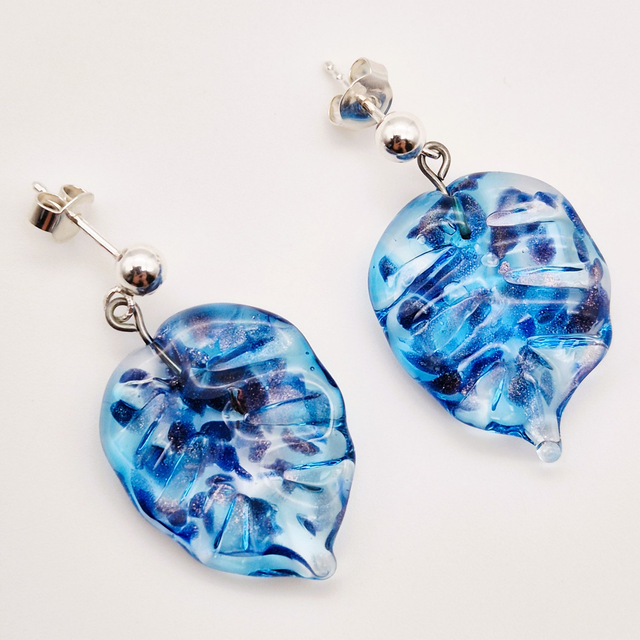 Clous Feuilles bleues et aventurine bleu brillante (C)