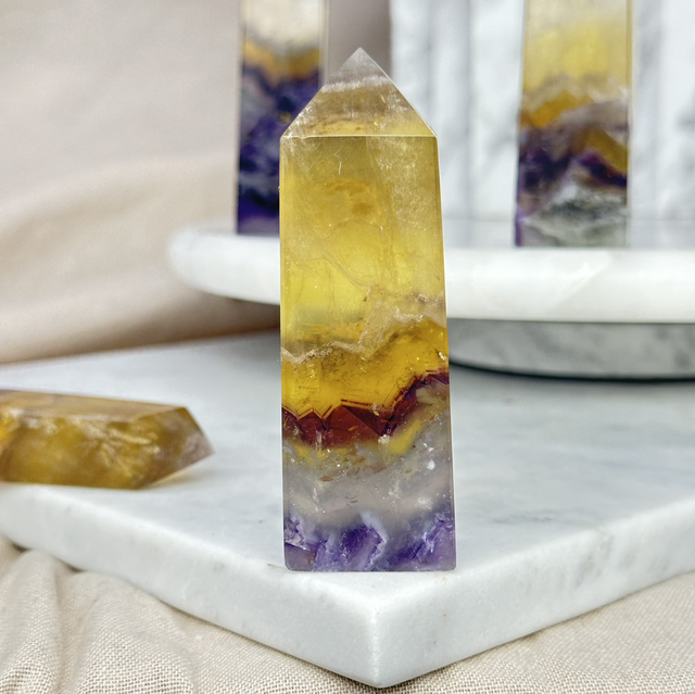 Yellow + Purple Fluorite Tower (High Quality) #5