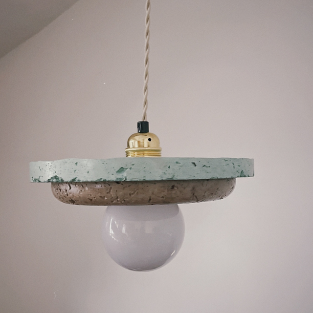 Abat jour suspension en papier-plâtre Jakarta marron et vert