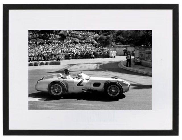 Fangio in the Mercedes W196 at Monaco 1955 - Framed print
