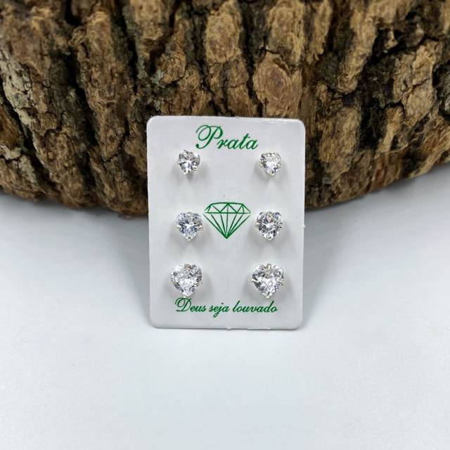 Trio zircônia coração  48196