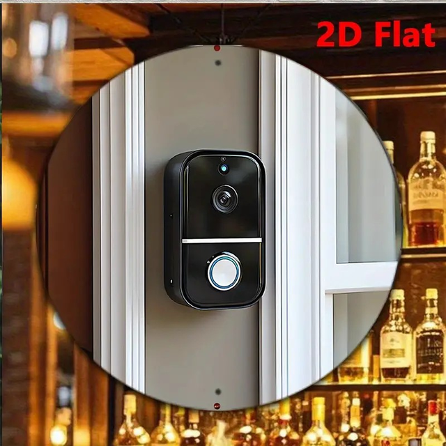 Round Aluminum Smart Doorbell Camera with Two-Way Audio 2D Flat 19.81cm 
