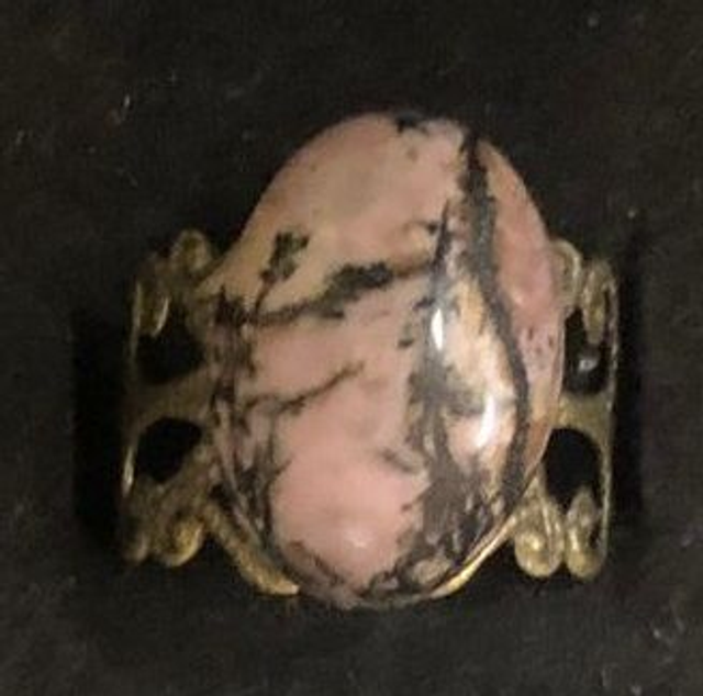 rhodonite (bague baroque bronzée) 