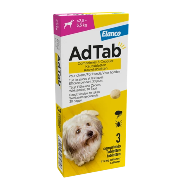 Adtab kauwtablet voor honden (>2,5 - 5,5 kg) 3 tabletten
