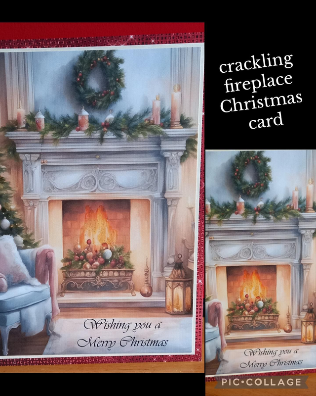 A5 Christmas fire place card