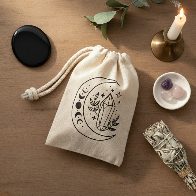 Pochon lune et cristal