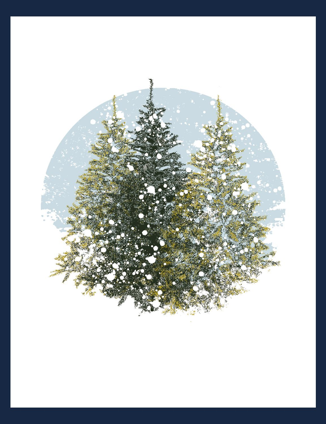 sérigraphie 3 sapins 50X65 cm