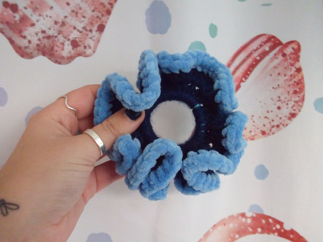 Dark Blue and Light Blue Mini Scrunchie