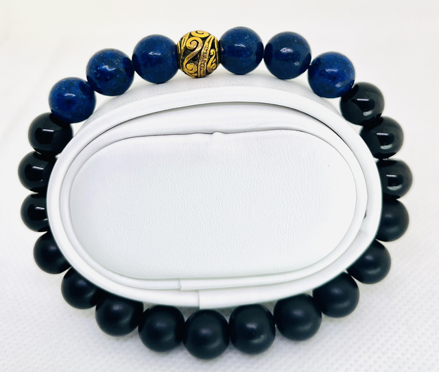 Midnight Royal – Armband met Zwart &amp; Blauw en Goudaccent