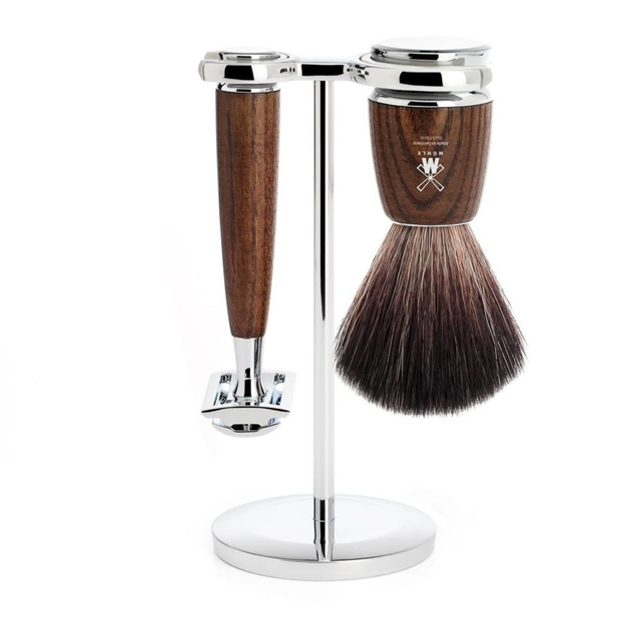 Scheerset Rytmo 3-delig - Essenhout - Saf.Razor