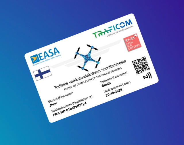 Drone Pas Finland Met NFC Maak Bij Opties Een Keuze Uit Welke Variant Je Wenst Te Bestellen !