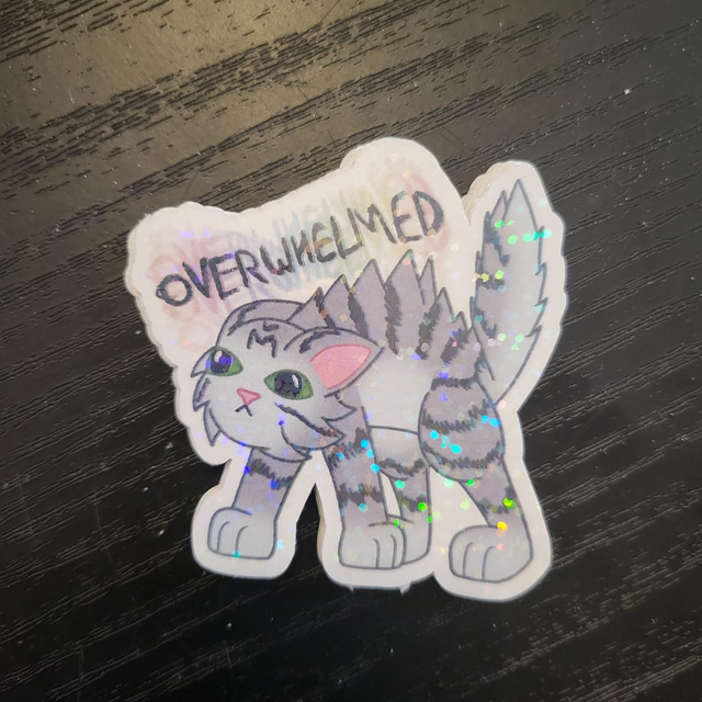 Overwhelmed Cat Sticker