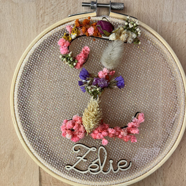 Tambour à broder initiales