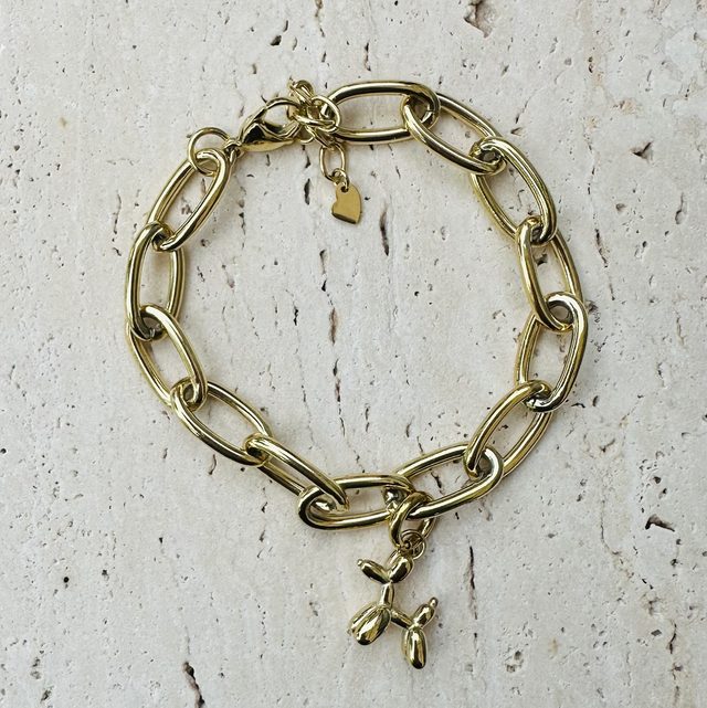 Armband ballon hondje goud 