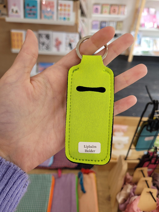 Plain bright neoprene lip balm holder keyring - HE-114